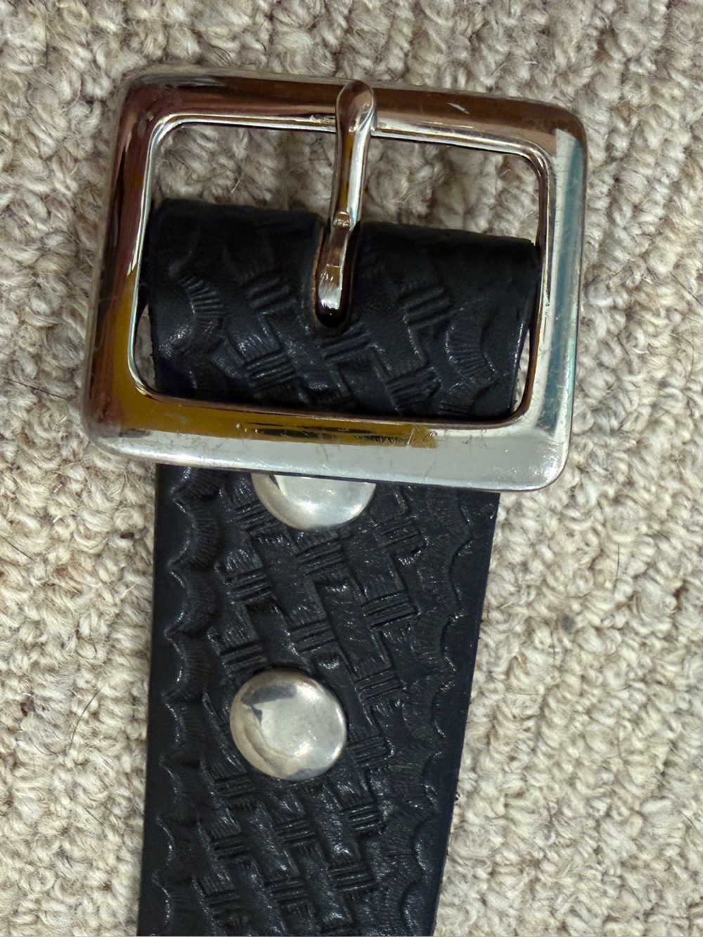 VTG Boston leather garrison belt 6505-3 basketweave embossed uniform belt 40 - Picture 5 of 9